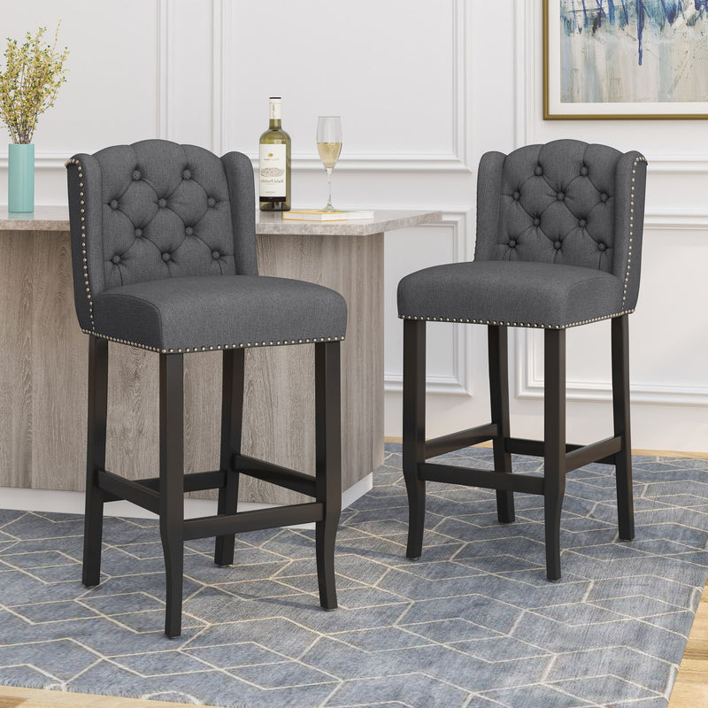 Vienna - Contemporary Fabric Tufted Wingback Counter Stools (Set of 2)