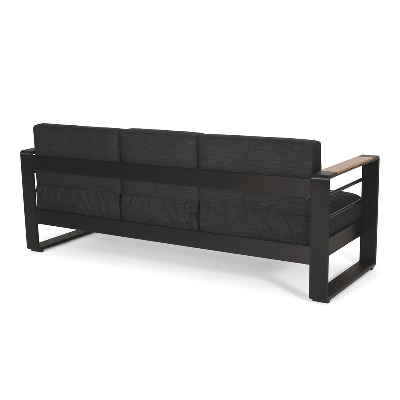 Giovanna - 3 Seater Sofa With Aluminum Frame And Water Repellence Cushions - Black