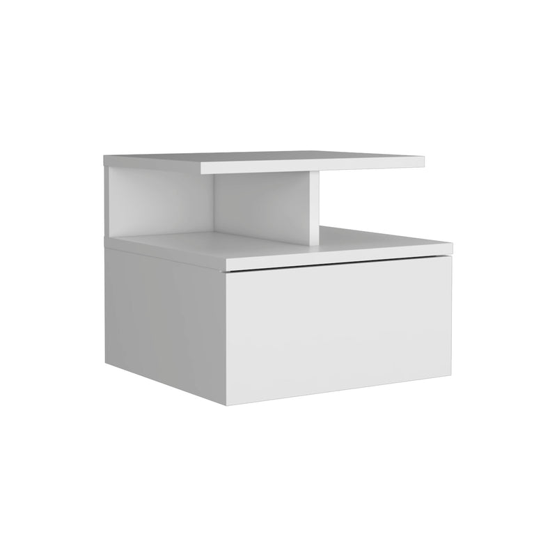 Flopini - Floating Nightstand With 1 Drawer, Compact Size - White