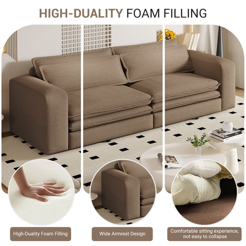 King Size Sleeper Pull Out Sofa Bed, 3 In 1 Convertible Chaise Lounge With 2 Pillows For Living Room - Camel