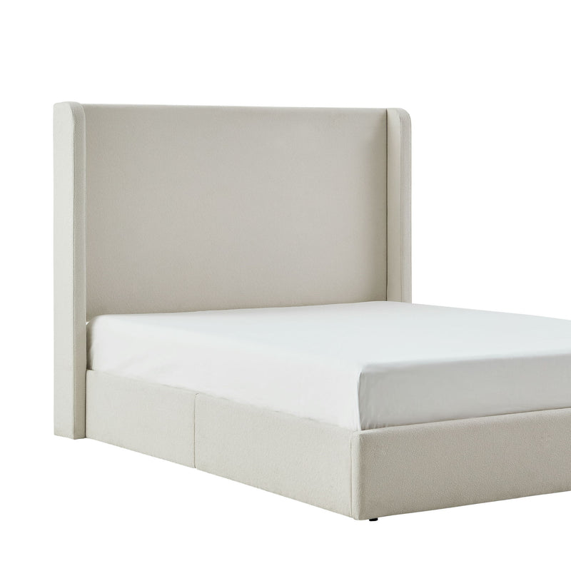 Carmen - King Size Upholstered Wingback Bed - Ivory