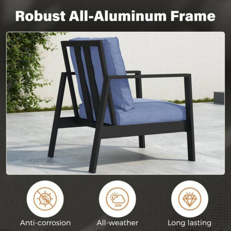 All-Weather Ergonomic Patio Armchairs With Thick Cushions (Set of 2)