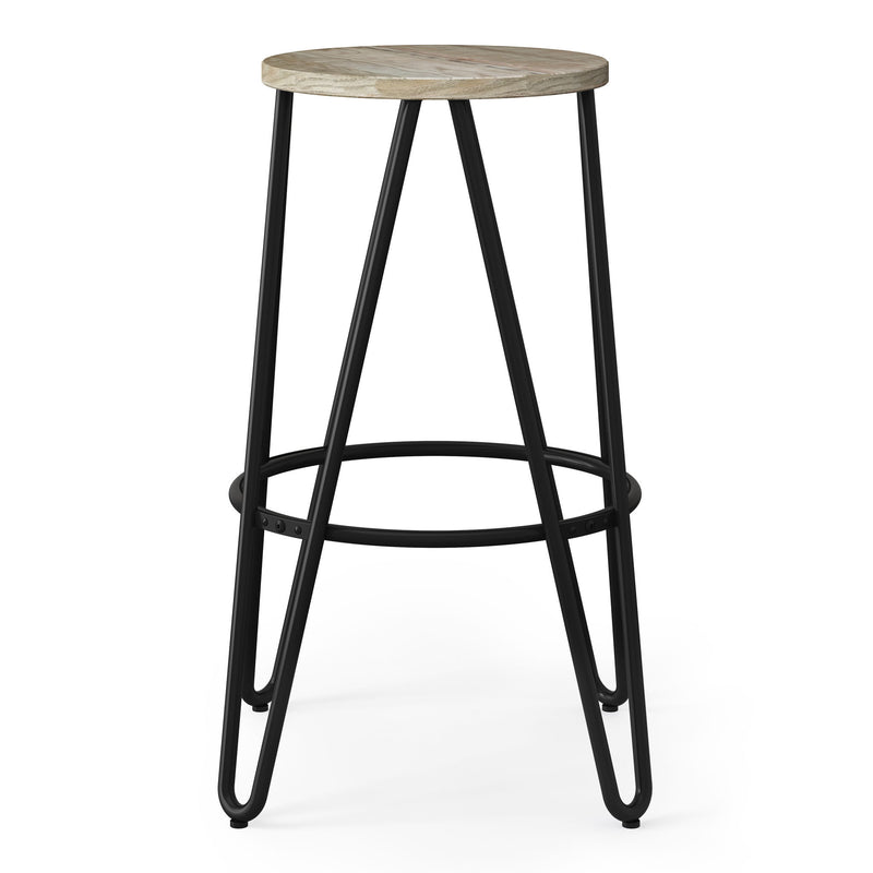 Simeon - Multifunctional Metal Stool With Wood Seat