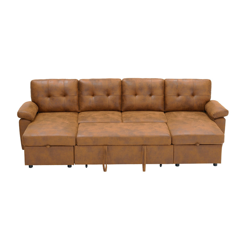 Convertible Sectional Sofa Bed With Pull Out Sleeper And Storage