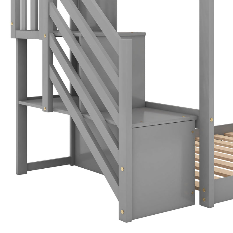 Bunk Bed With Convertible Slide And Stairway