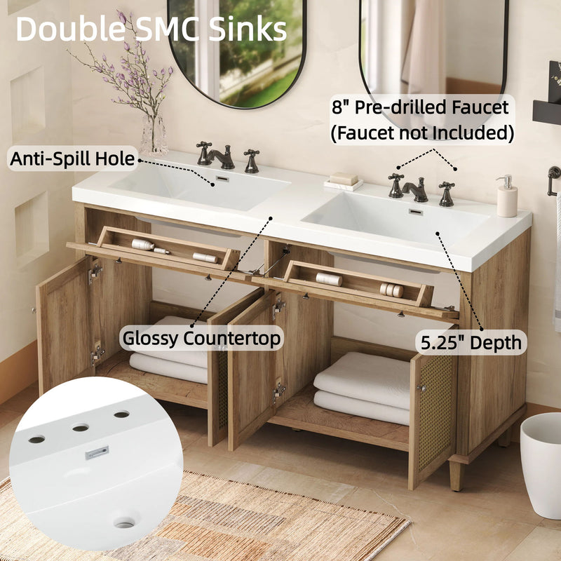 Bathroom Vanity With Double Sink, Large Storage Space