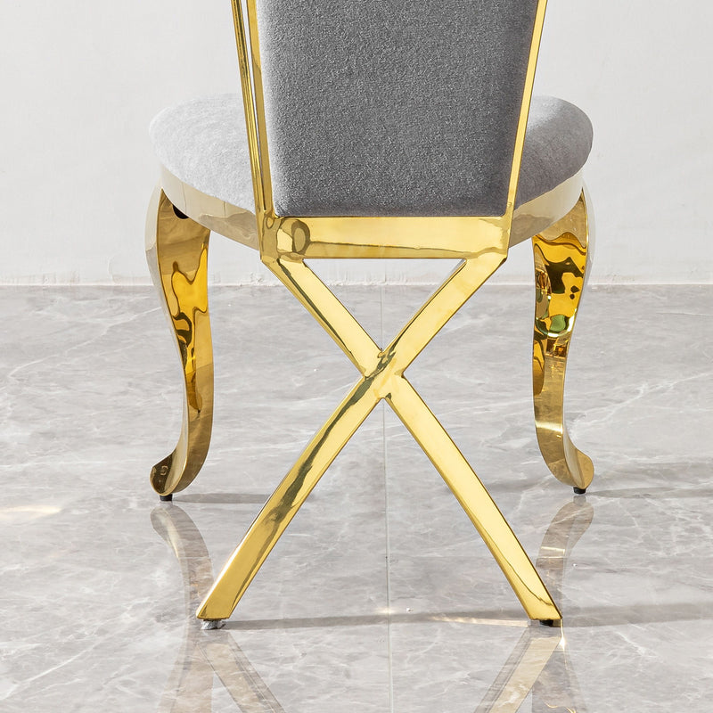 Gorgeous Streamlined High Back Fabric Stainless Steel Dining Chair (Set of 2) - Gold
