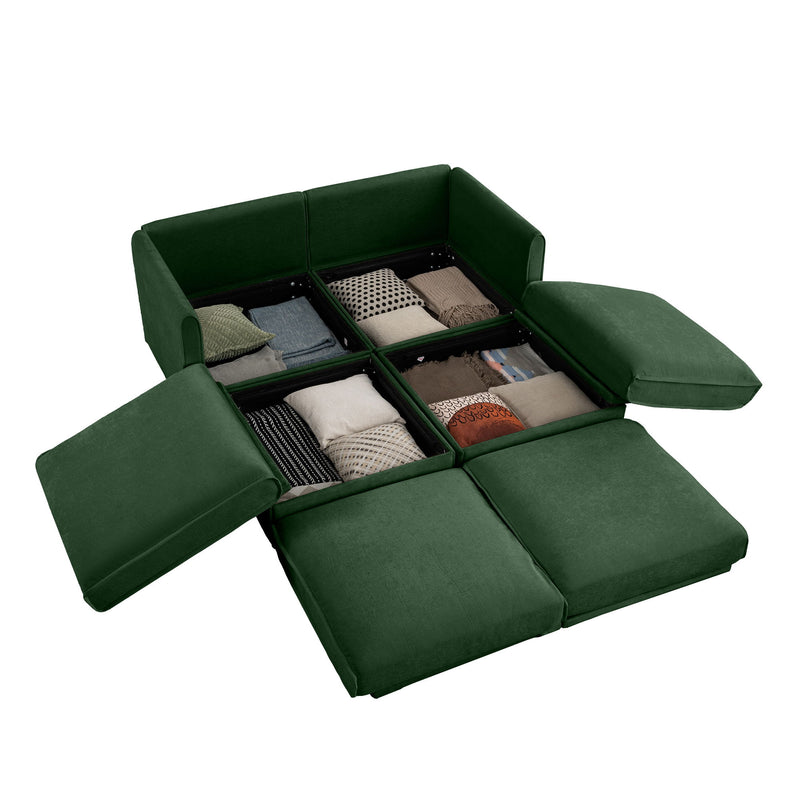Contemporary Elegant Sofa With Storage And Ottoman