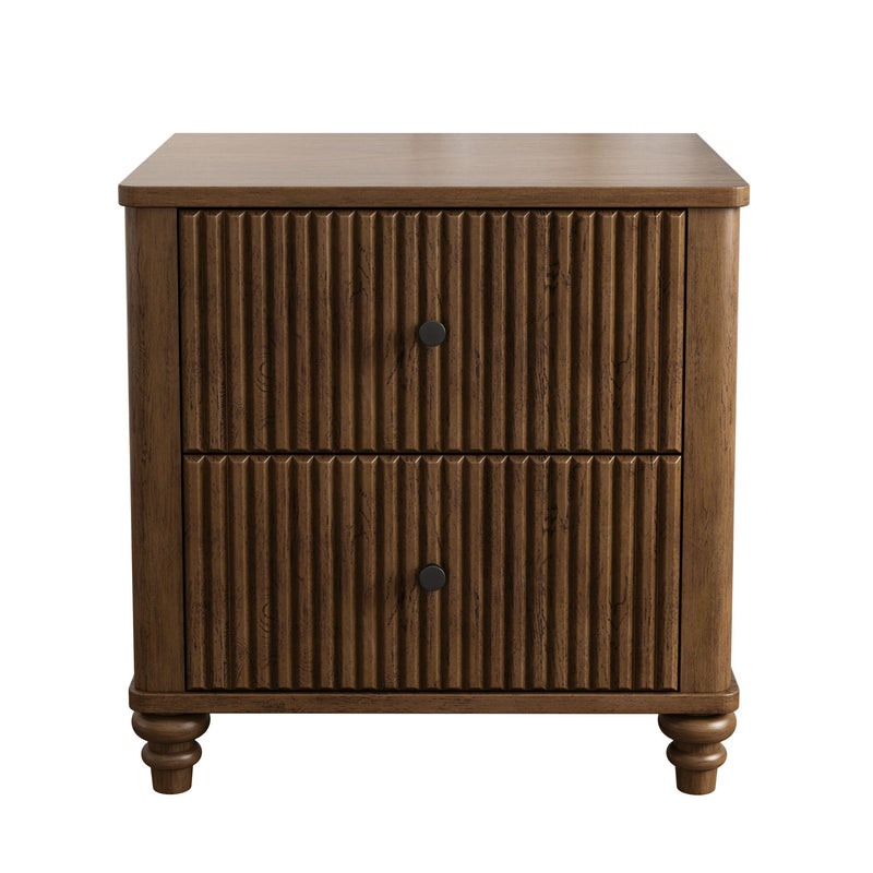 Modern Fluted Nightstand With 3 Drawers
