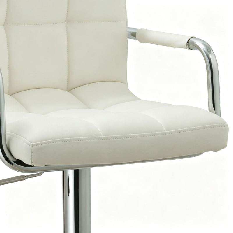 Adjustable Swivel Arm Bar Stool With Cushion - White