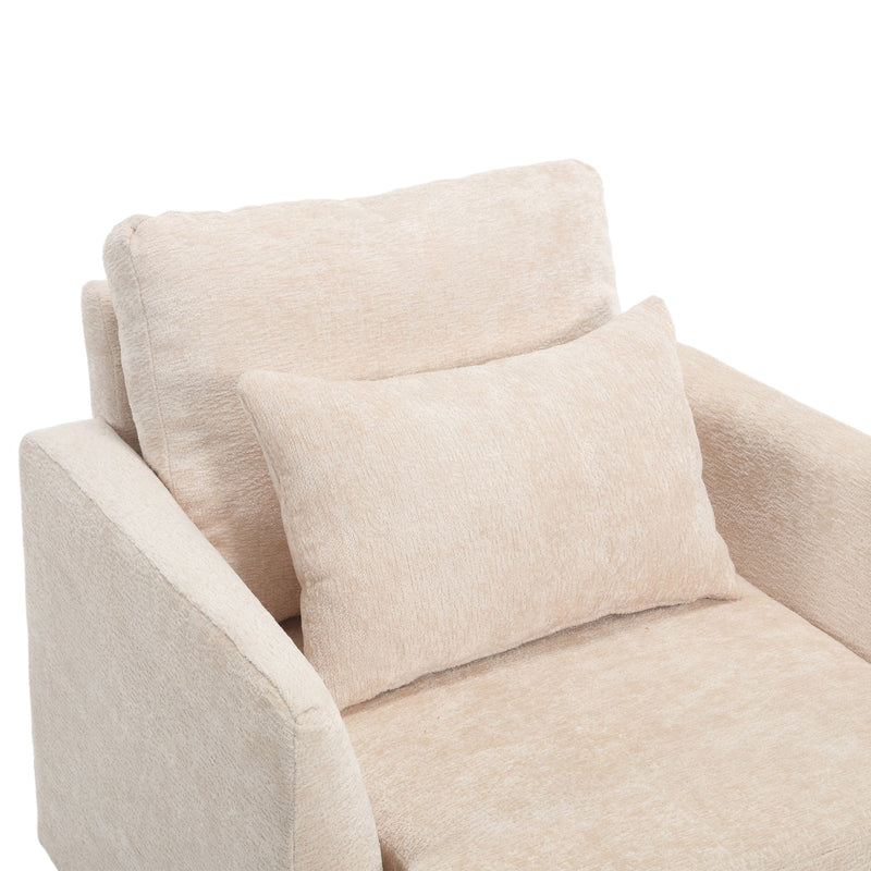 Modern Mid Century Wood Frame Armchair With Tufted Design