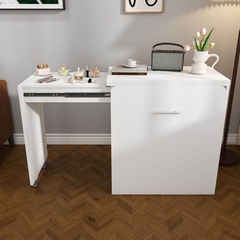 Folding Desk With Mirror And Storage Stol For Bedroom
