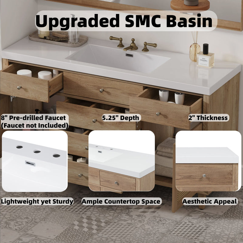 Modern Bathroom Vanity With Sink, Soft Close Drawers