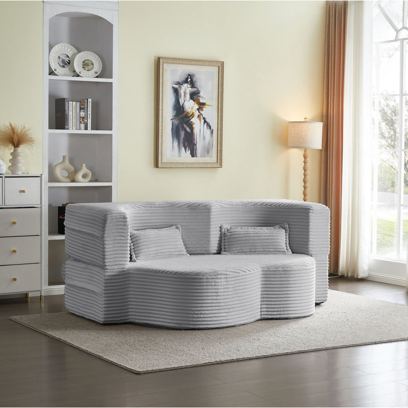Floor Convertible Sleeper Sofa Bed With 2 Pillows
