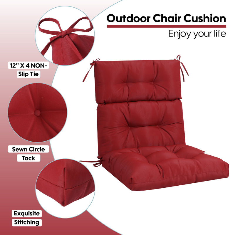 2 Piece High Back Patio Chair Cushion Set