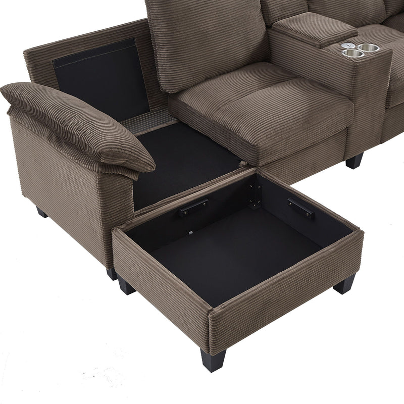 Modern U-Shaped Sectional Sofa With Storage Ottomans