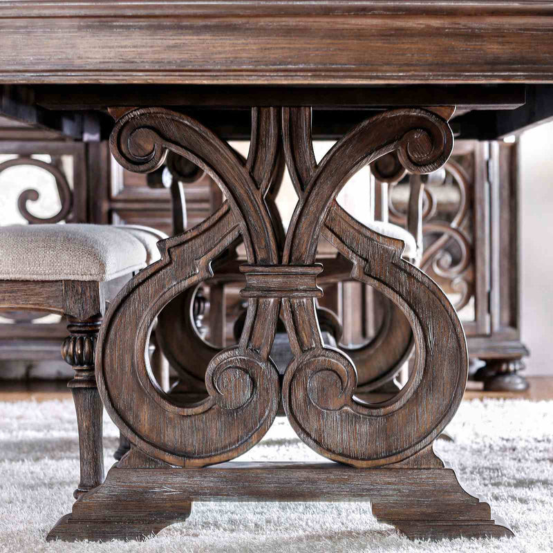 Dining Table With Expandable Leaf And Trestle Base Dining Room - Natural / Rustic