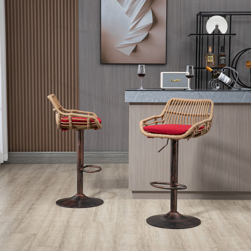 Modern Swivel Bar Stools Adjustable Counter Chairs With Footrest (Set of 2)