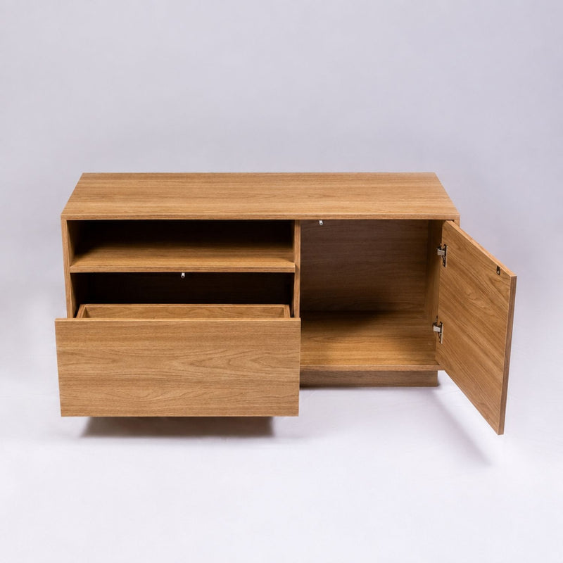 TV Stand For TVs Up To 45" With 1 Door, 1 Drawer, 1 Open Shelf - Oak