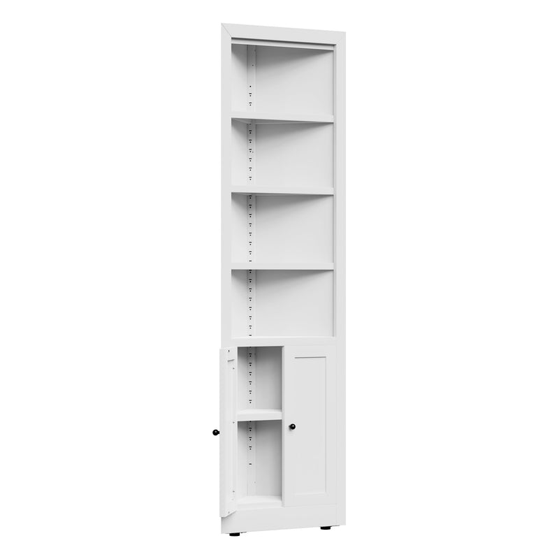 Tall Corner Storage Cabinet With 2 Doors, 5-Tier With Adjustable Shelves, Freestanding - White