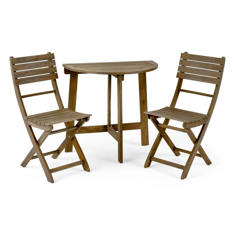 Outdoor 3 Piece Half Round Folding Bistro Set