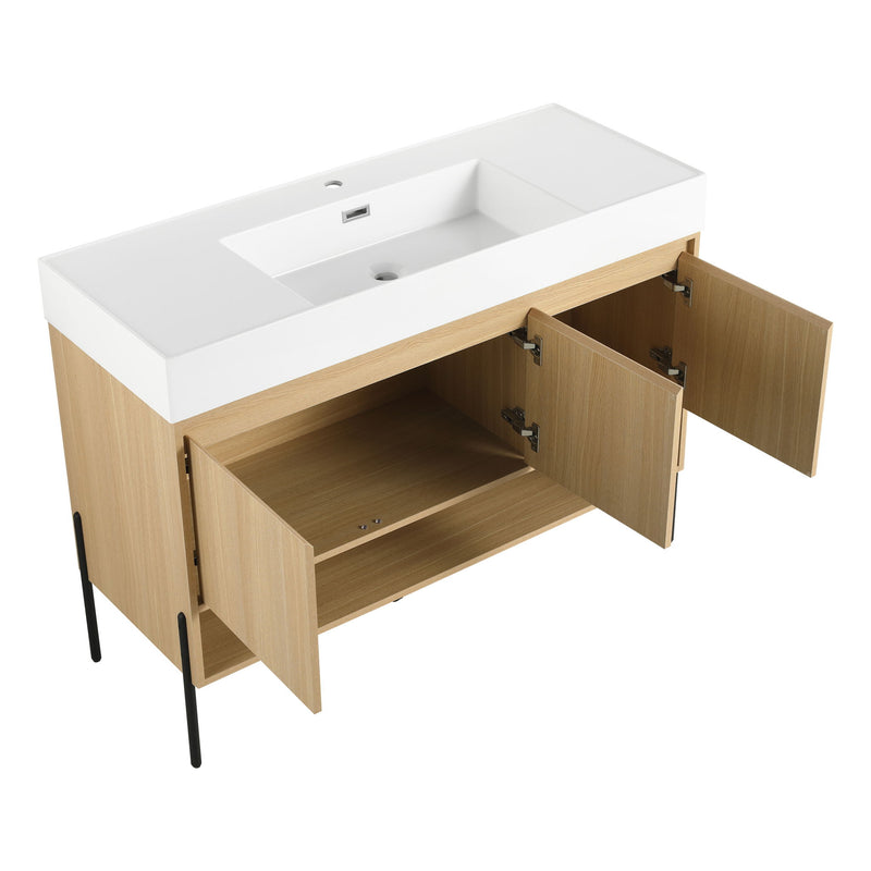 Modern Bathroom Vanity Combo With Single Resin Sink And Storage Cabinet