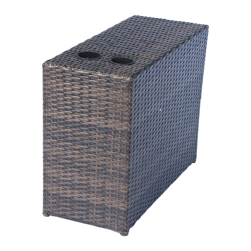 Patio Seating Set With Cushions And Fire Pit - Brown