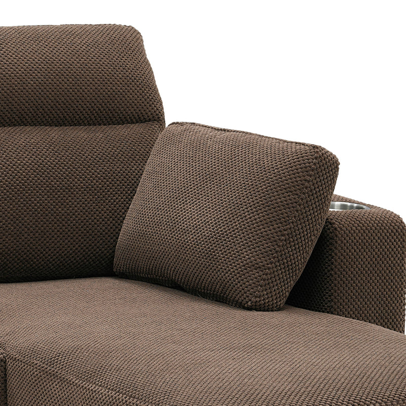Convertible Sectional Sofa With Storage Chaise, Cup Holders And Pull Out Sleeper