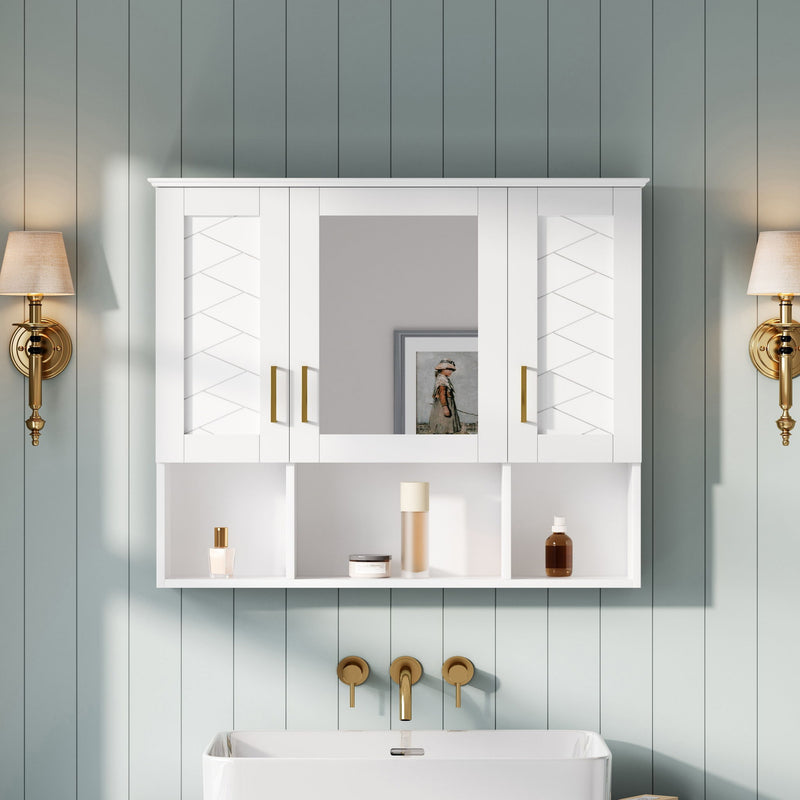 Modern Wall Mounted Medicine Cabinet With Adjustable Shelves, Soft Close Doors, High Define Mirror