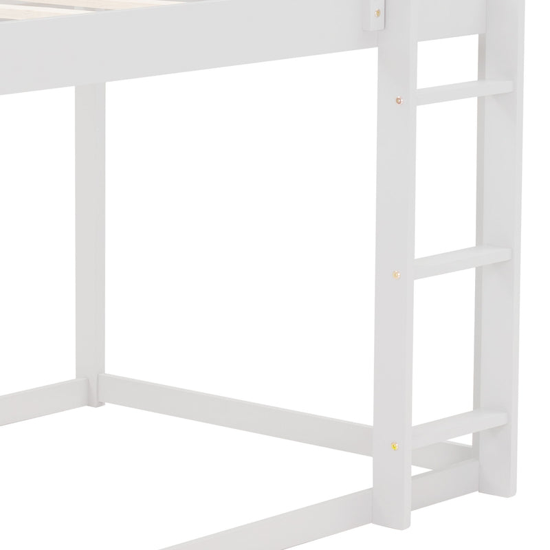 Low Bunk Bed With House Shaped Frame And Ladder