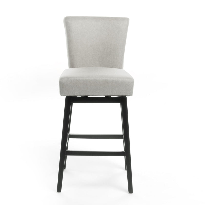Quicksilvered - Upholstered Swivel Counter Stool With Wood Legs - Beige