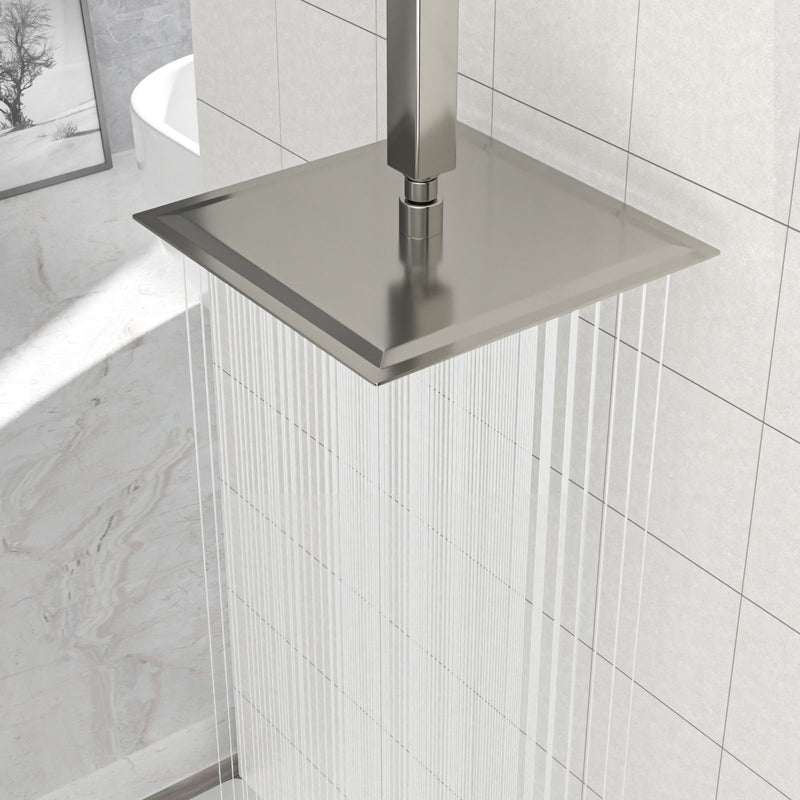 Modern 10" Square Rainfall Shower Head & Stainless Steel Wall Or Ceiling Mount Luxury Spa Shower Panel