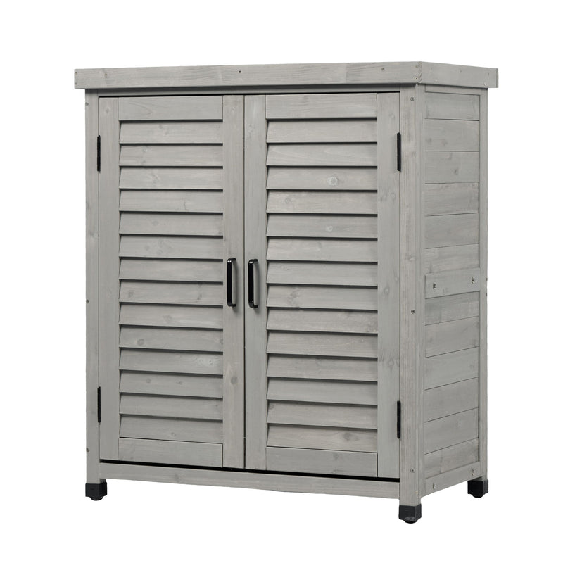 Potting Bench With Storage Cabinet And Metal Table Top For Outdoor