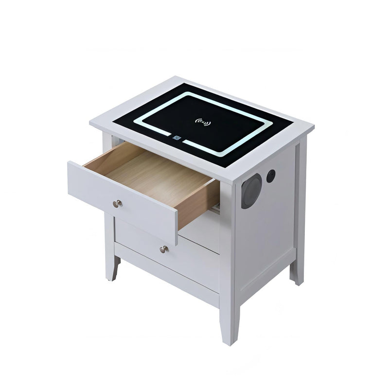 Hammond - Smart 3 Drawer Nightstand With USB Charging And Integrated Speakers - White