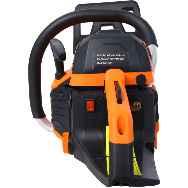 62Cc Gas Powered Chainsaw 20" 2 Cycle Petrol Handheld Chain Saw Epa Compliant Aluminium - Orange