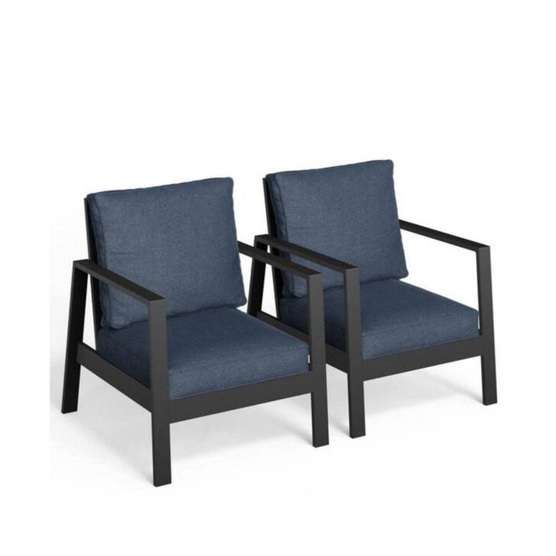 All-Weather Ergonomic Patio Armchairs With Thick Cushions (Set of 2)