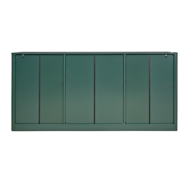 Large Fluted Buffet Sideboard, Wine Bar Storage Cabinet With 6 Doors & 2 Drawers