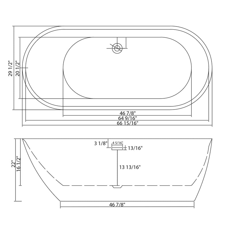 Glossy Freestanding Bathtub With Pop Up Drain