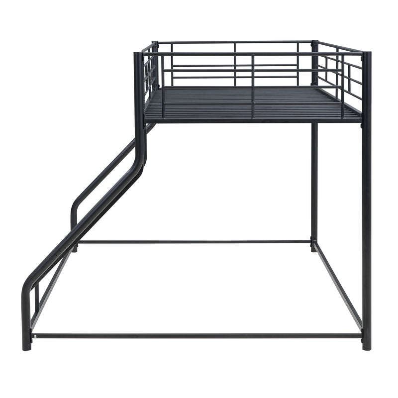 Metal Floor Bunk Bed With Sloped Ladder, Space Saving Design