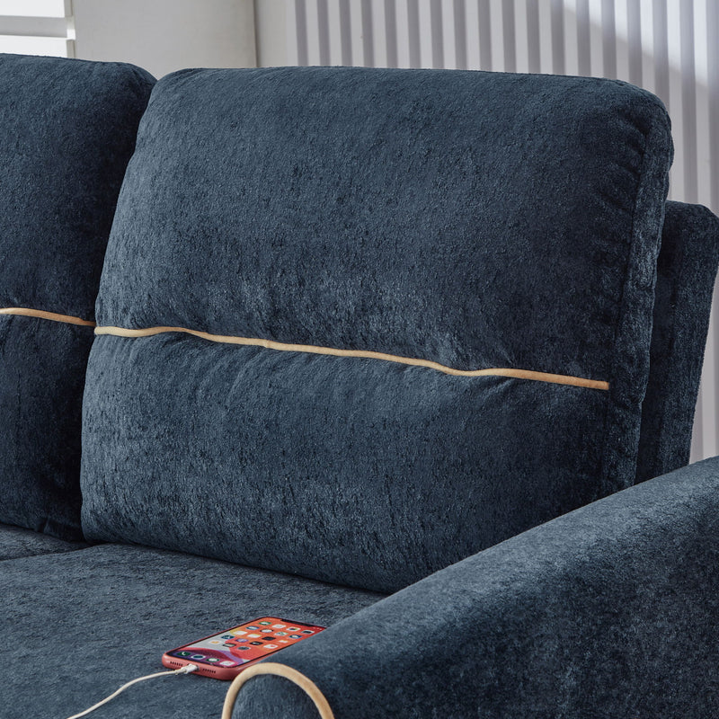 Pull Out Sofa Bed With Adjustable 3 Position Backrest, USB Charging Ports, Side Pockets