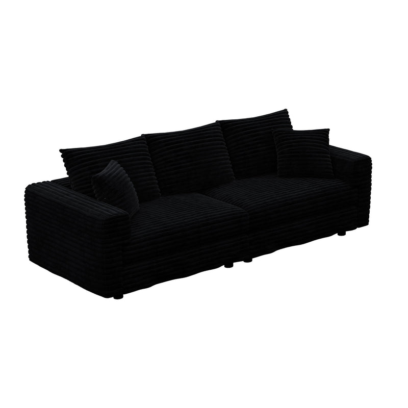 Deep Seat Convertible Sofa With Soft Pillows And Ottomans