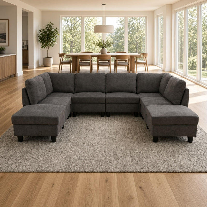 8 Piece Modular U - Shape Sectional Sofa