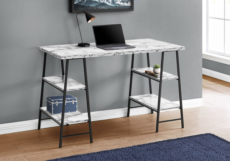 Computer Desk For Home Office, Laptop, Storage Shelves, Contemporary Versatile Placement - White