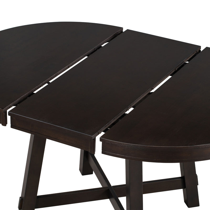 Round Extendable Dining Table Set With 4 Upholstered Chairs