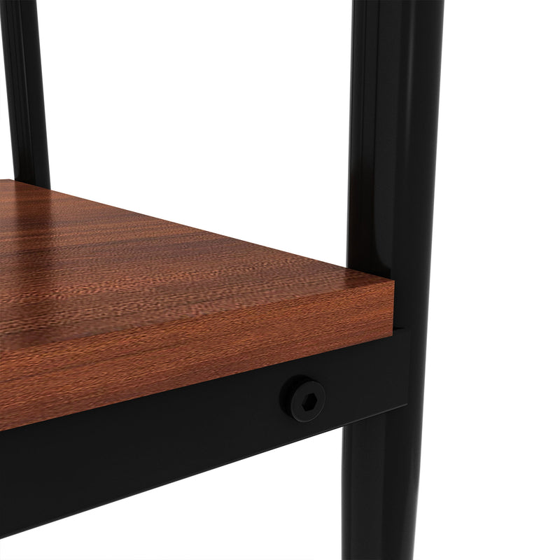 Modern Rectangle End Table (Set of 2) With Tempered Glass Tabletop And Layer - Brown
