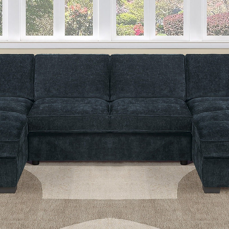 U - Sectional Sofa Upholstered LAF / RAF Chaise With Armless Loveseat And Chairs - Black