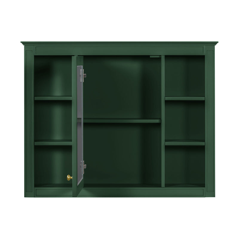 Wall Mounted Medicine Cabinet With Mirror, Storage Cabinet Featuring 6 Open Shelves And Adjustable Interior