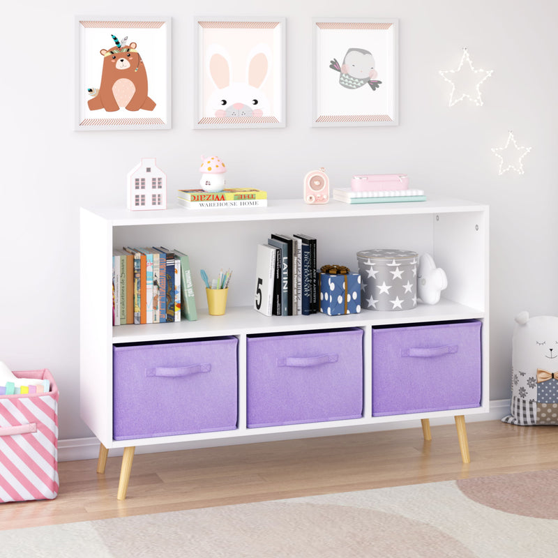 Bookcase With Collapsible Drawers, Book Display Organizer
