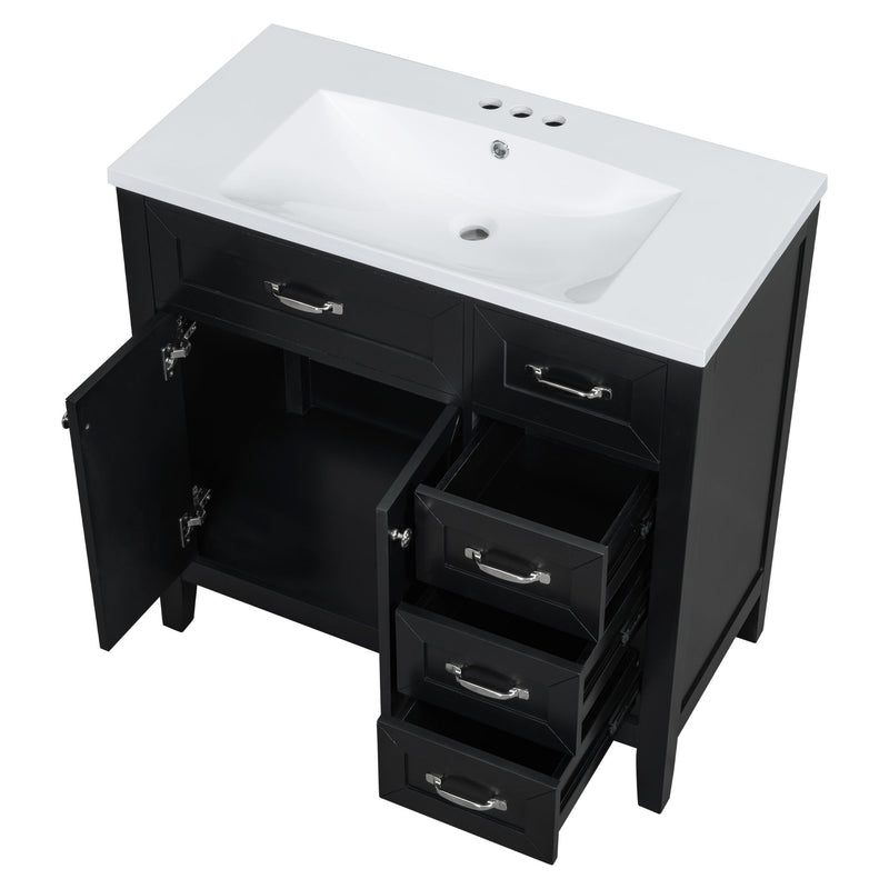 Modern Bathroom Vanity With Sink, Freestanding With Drawers And Doors