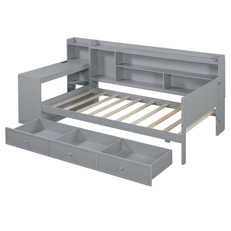 Daybed With 3 Drawers USB Ports And Desk